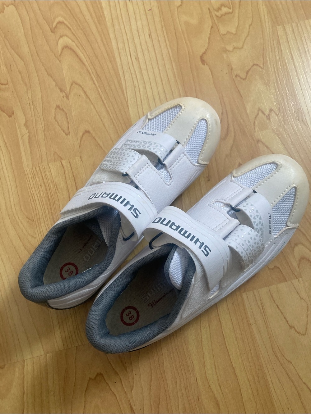 Shimano Women White and Gray Velcro Cycling Sneakers sz 6
